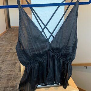 NWT Express Black & Silver Sparkle Sheer Tanktop